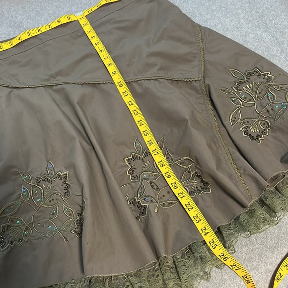 Woodland Fairy Embroidered Midi Skirt Large Lace Cottage Gypsy Artsy Modest Boho - Picture 6 of 10